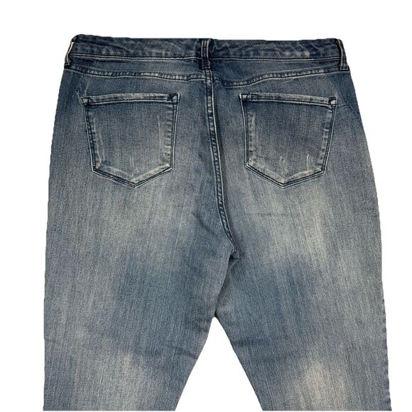 Nine West Gramercy Jeans Womens 12 Blue Skinny Ankle Distressed Measures 34 x 25 - Picture 9 of 10